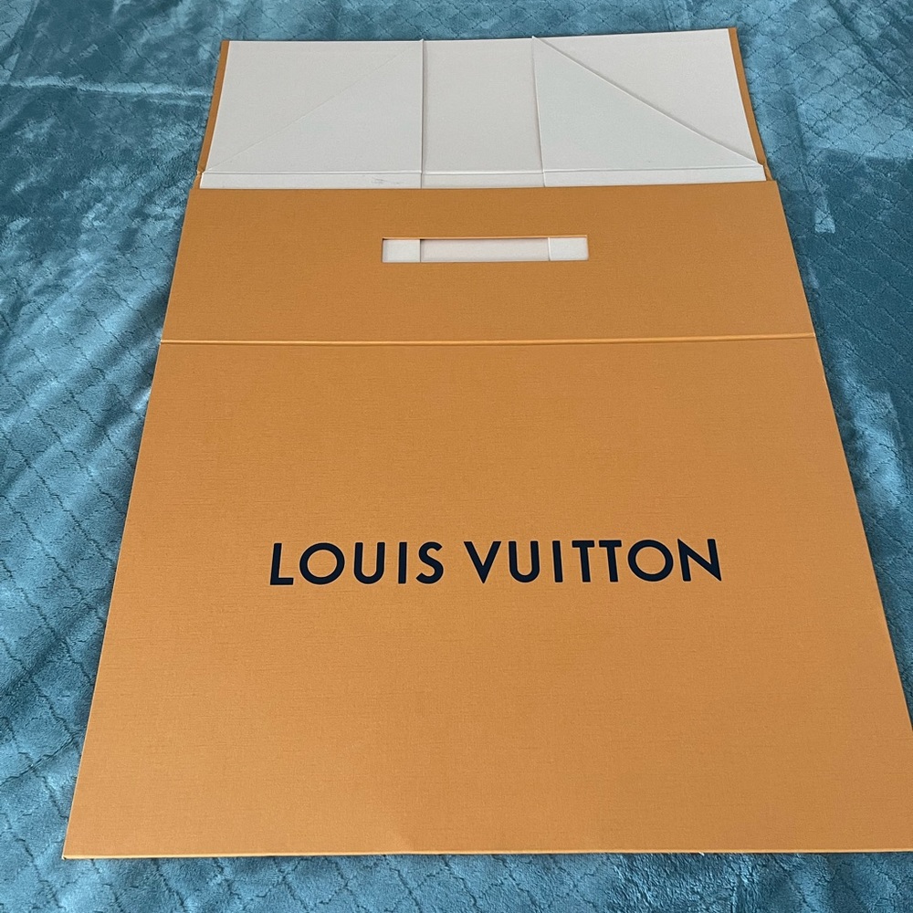 Louis‎ Vuitton Large Magnetic Folding Gift Box Imperial Saffron Blue Handle #2